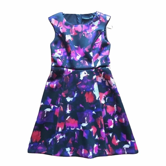 Multi color Fit & Flare A Line Scuba Dress - Picture 1 of 5